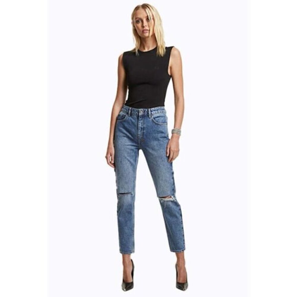KSUBI Nine O Jean 29x28 High Rise Crop Kosmic Blue Slim Cigarette Premium Cotton